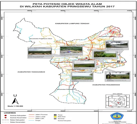 Gambar 1. Peta Potensi Objek Wisata Alam di Kabupaten Pringsewu Tahun 2017  PENUTUP 