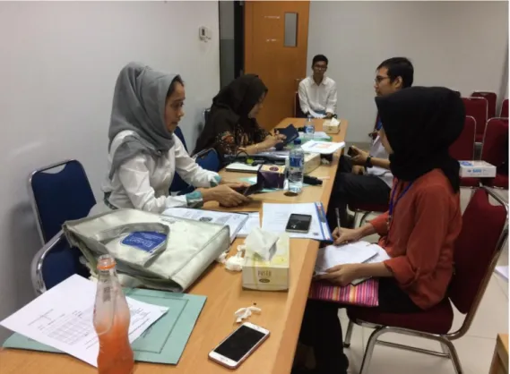 Gambar 1. Peneliti sedang melakukan wawancara dengan Sekertaris Komite  Medik Rumah Sakit Universitas Sumatera Utara 
