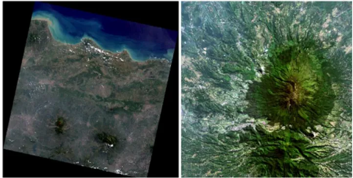 Gambar 4. 1 Citra Land path/row 119/65 (kiri) dan Citra Landsat  hasil pemotongan (kanan) 