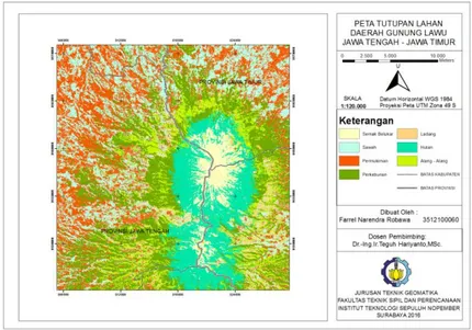 Gambar 4. 2 Peta Tutupan Lahan Kawasan Gunung Lawu  Tabel 4. 1 Hasil Luasan Area Tutupan Lahan Kawasan G
