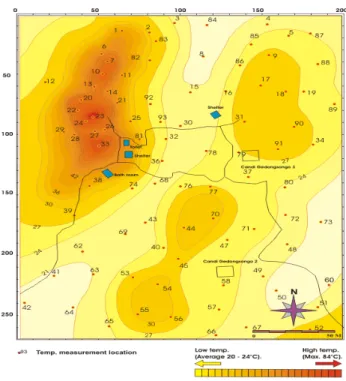 Gambar 3. Peta suhu bawah permukaan  daerah Gedongsongo. 