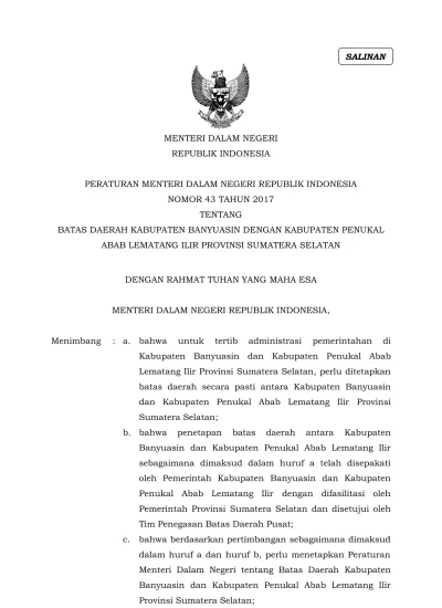 MENTERI DALAM NEGERI REPUBLIK INDONESIA