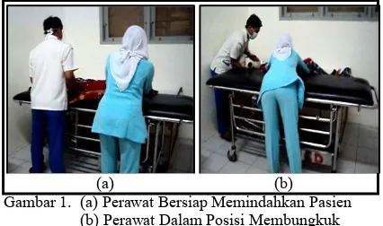 Gambar 1.  (a) Perawat Bersiap Memindahkan Pasien 