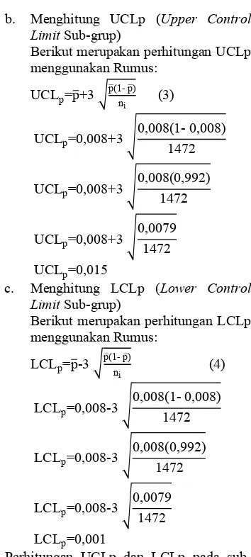 Tabel 2 Rekapitulasi Nilai Garis Tengah, UCLp dan LCLp   