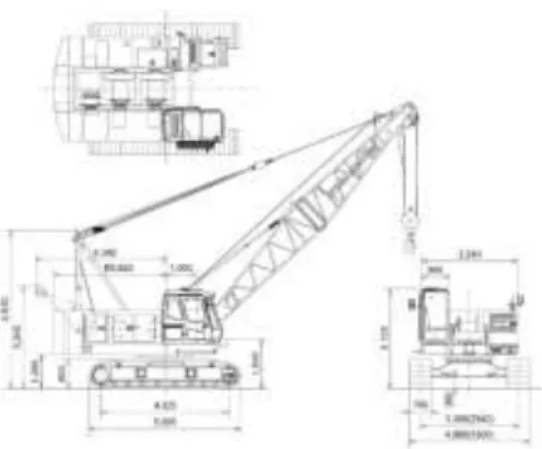 Gambar 2.3 Crawler crane typr SCX 400      Tabel 2.4 Spesifikasi Crawler Crane Type SCX 400 