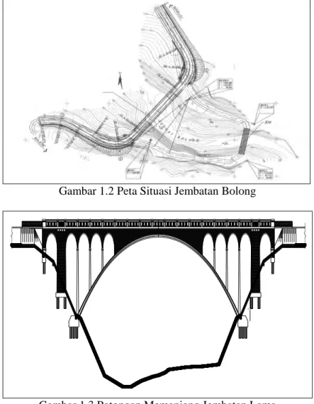 Gambar 1.3 Potongan Memanjang Jembatan Lama 