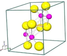 Gambar 2.1. Kristal ZrO2 monoklinik. Model kristal yang dipakai adalah     (Smith dan Newkirk, 1965)