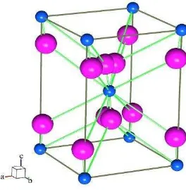 Gambar 2.2. Kristal ZrO2 tetragonal. Model kristal yang dipakai adalah Balls & Stick (Lutterotti dan Scardi, 1990)