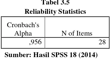 Tabel 3.5 Reliability Statistics 