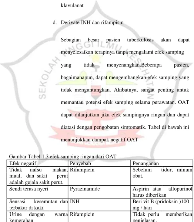 Gambar Tabel 1.3 efek samping ringan dari OAT 