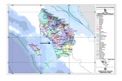 Gambar 3.1  Peta Sumatera Utara, tanda panah menunjukkan peta lokasi  