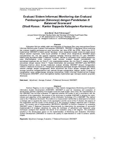 Evaluasi Sistem Informasi Monitoring Dan Evaluasi Pembangunan (Simonep ...