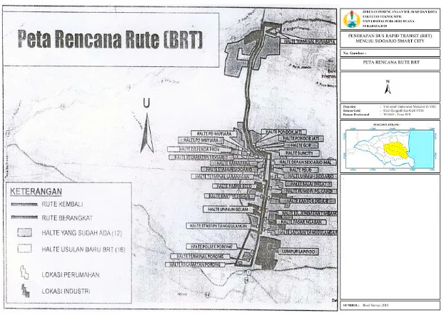 Gambar 2. Rencana  Rute Bus Rapid Transit (BRT) Kota Sidoarjo 