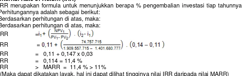 Tabel 6. Perhitungan Payback Periode (PP) 