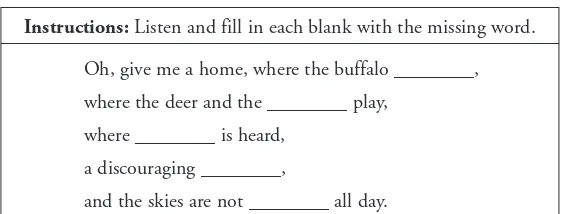 Figure 1. Although the activity helps students iden-out the lyrics when doing the activity or giv-ing an answer, their ears get a “first listen” to 