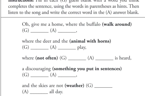Figure 2. Double Gap Fill worksheet for “Home on the Range”