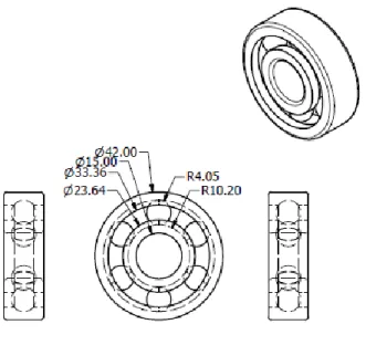 Gambar 4.10.b. Dimensi bantalan 6302 RS-1. 