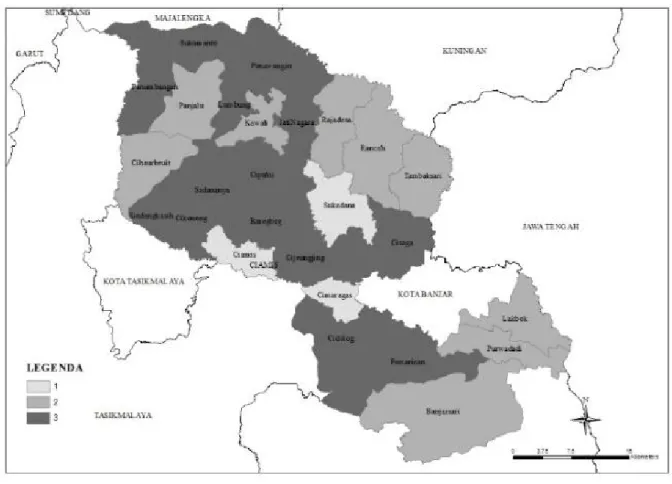 Gambar 3. Peta ketersediaan lahan untuk pengembangan jagung di Kabupaten Ciamis 