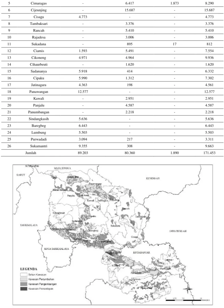 Gambar 6. Peta kawasan jagung di Kabupaten Ciamis 
