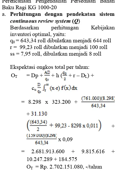 Tabel 7. Hasil Peramalan metode Trend Projection LG 1000-20  