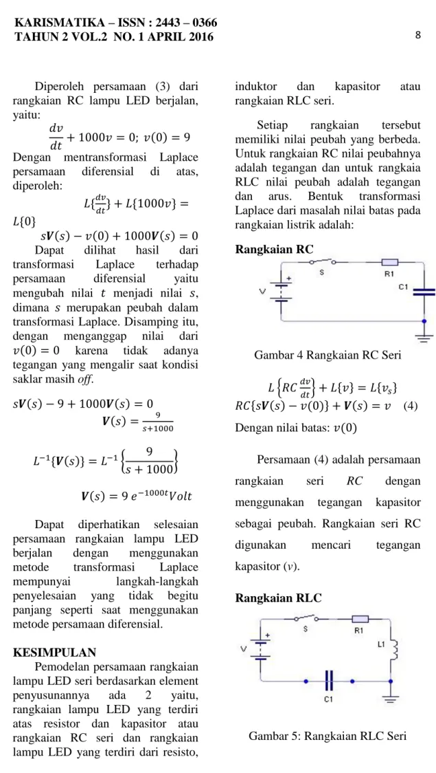 Gambar 4 Rangkaian RC Seri       {         }    { }    {  } 