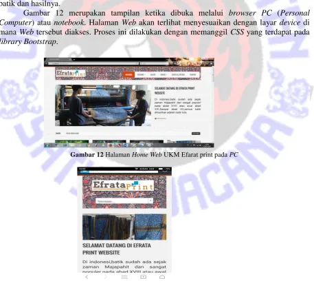 Gambar 12 merupakan tampilan ketika dibuka melalui browser PC (Personal 