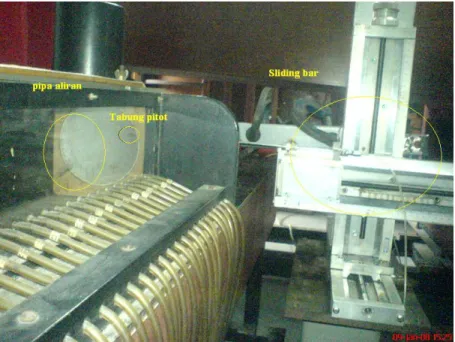 Gambar 4. 7 Pipa masuk kompressor yang telah dipasang pada terowongan angin untuk dikalibrasi 