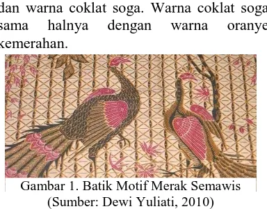 Gambar 1. Batik Motif Merak Semawis (Sumber: Dewi Yuliati, 2010) 