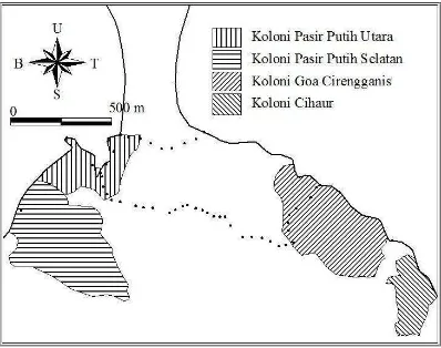 Gambar 5. Peta wilayah jelajah koloni monyet ekor panjang