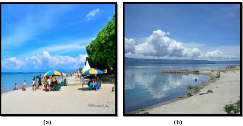 Gambar 2.4. (a) Geowisata Pantai Jawa Barat (b) Geowisata Pantai Danau Toba,Sumut(Sumber : hhtp://wisatadanautoba.com Google 2016)