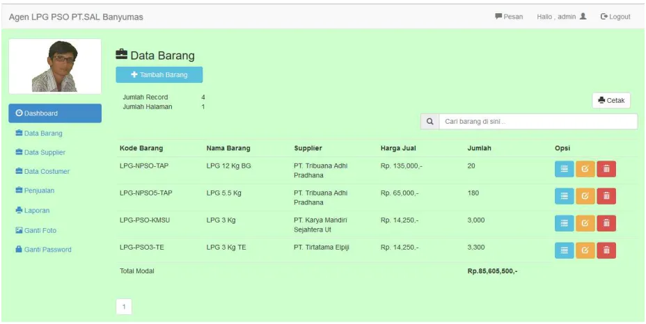 Gambar 5. Halaman Data Barang 