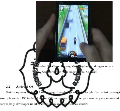 Gambar 2.6 Game Racing Moto dijalankan dengan sensor 