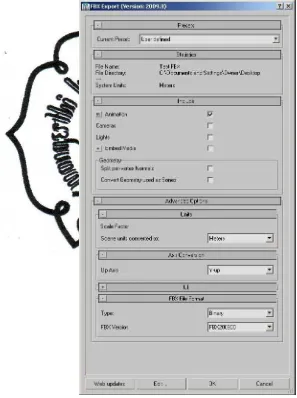 Gambar 2.10 Jendela FBX exporter pada software 3D Studio Max 