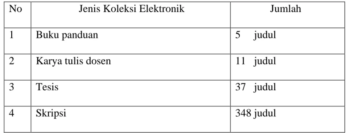 Tabel 3. Jenis koleksi elektronik 