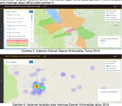 Gambar 5. Halaman Daerah Rawan Kiriminalitas Tahun 2016 