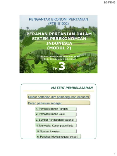 PERANAN PERTANIAN DALAM SISTEM PEREKONOMIAN INDONESIA (MODUL 2)