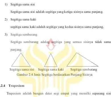 Gambar 2.4 Jenis Segitiga berdasarkan Panjang Sisinya 