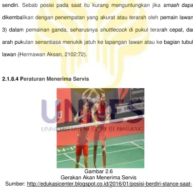 Gambar 2.6 Gerakan Akan Menerima Servis 