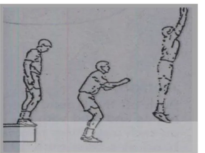 Gambar 2.4 Contoh gerakan latihan depth jump (Donald A. Chu, 1992:49). 