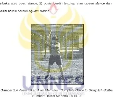 Gambar 2.4 Posisi Sikap Awal Memukul, Complete Guide to Slowpitch Softball 