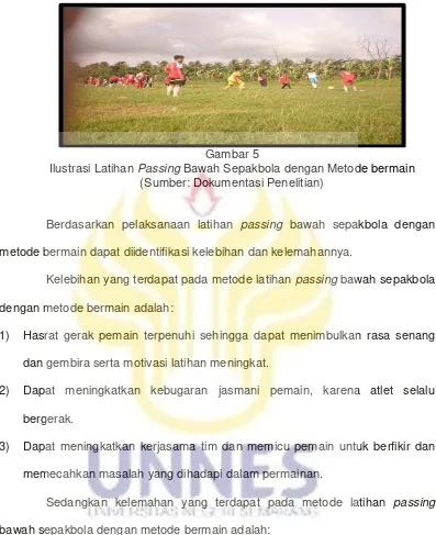 Gambar 5  Ilustrasi Latihan Passing Bawah Sepakbola dengan Metode bermain 