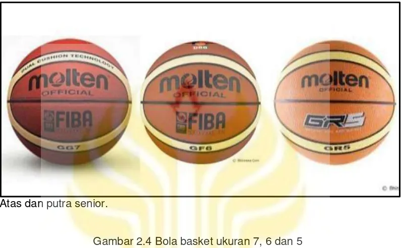 Gambar 2.4 Bola basket ukuran 7, 6 dan 5 