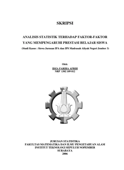 Skripsi Analisis Statistik Terhadap Faktor Faktor Yang Mempengaruhi Prestasi Belajar Siswa Idza 7218