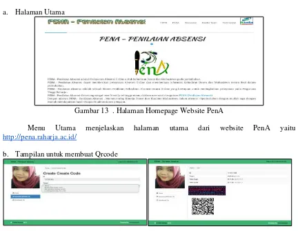 Gambar 13  . Halaman Homepage Website PenA 