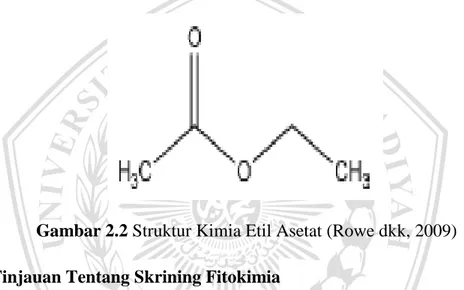 Gambar 2.2 Struktur Kimia Etil Asetat (Rowe dkk, 2009)  