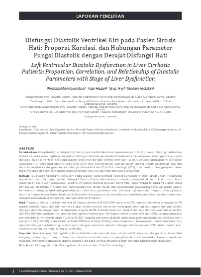 Proporsiorelasi, Dan Hubungan Parameter Fungsi Diastolik Dengan Derajat ...