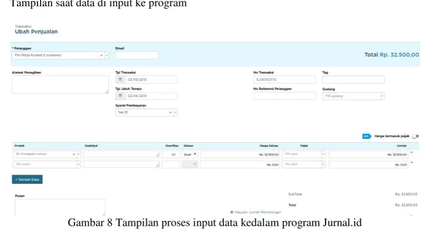 Gambar 8 Tampilan proses input data kedalam program Jurnal.id 