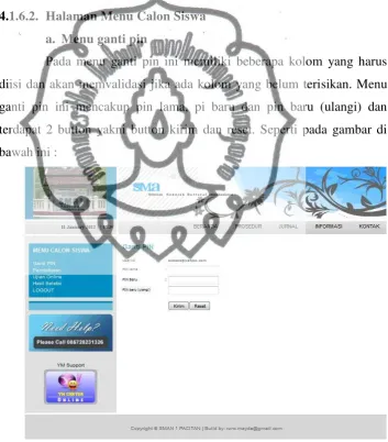 Gambar 4.1.6.2. (a) Halaman Menu Ganti Pin 