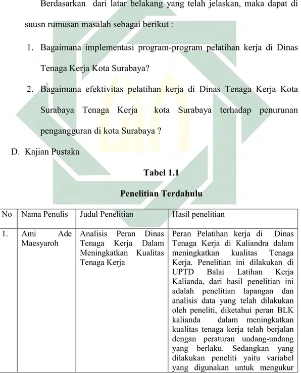 Tabel 1.1  Penelitian Terdahulu  No  Nama Penulis  Judul Penelitian  Hasil penelitian 