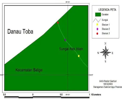 Gambar 2. Peta lokasi Sungai Aek Alian Kelurahan Siahaan Balige Kecamatan Balige Kabupaten Toba Samosir 